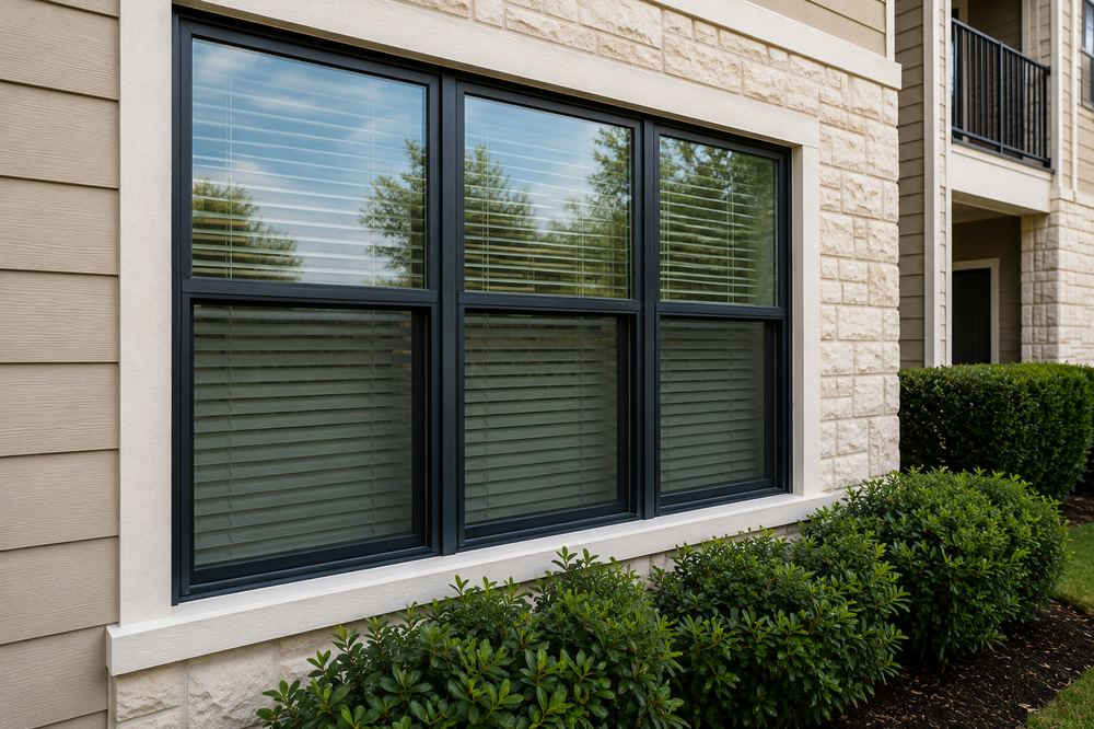Clean exterior windows on apartment building